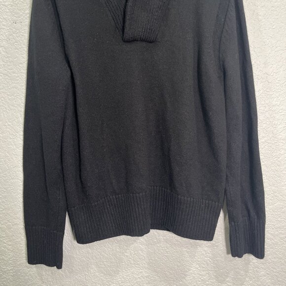 Banana Republic Sweater Mens L Black Wool Shawl Collar Preppy Rugby Y2K Holiday - Picture 2 of 9